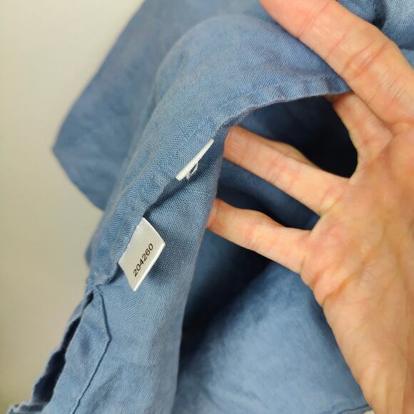 Ann Taylor Linen Top Womens 10 Blue Split Neck 3/4 Sleeve Preppy Beachy Light - Picture 8 of 9